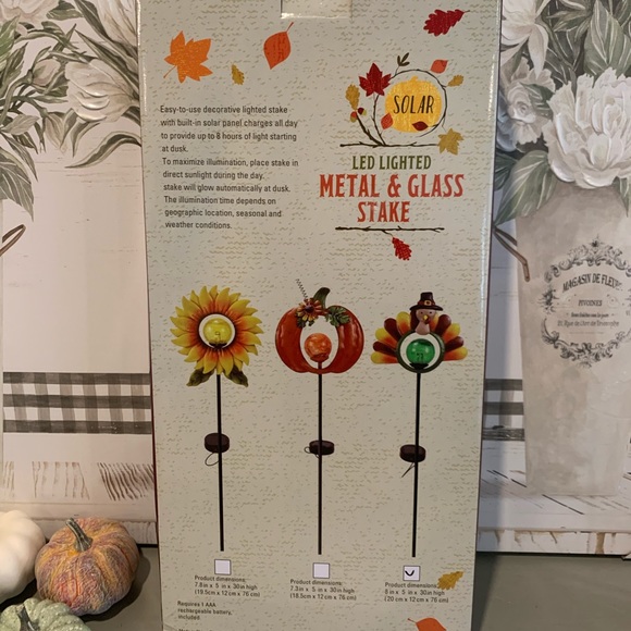 Solar LED Lighted Glass & Metal Stake - Fall Decor - Picture 7 of 7